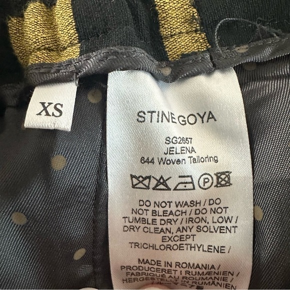 STINE GOYA JELENA YELLOW CHECKED TROUSER PANTS SIZE XS - Picture 9 of 13